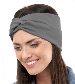 Opaska damska bawełniana na głowę, B2307M, szara, 56-60 cm