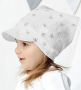 Muślinowa chustka z daszkiem dla dziewczynki, Bango, beżowy ciepły, 46-48 cm