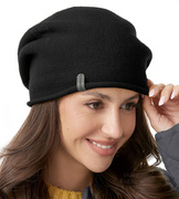 Czapka wełniana damska, zimowa/jesienna, Gabbela, czarna, 57-61 cm