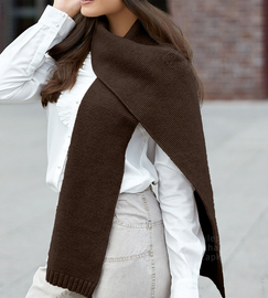 Ekskluzywny szalik damski, wełniany, Viveka, brązowy ciemny (N)