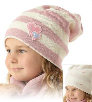 Czapka smerfetka zimowa dla dziewczynki, dwustronna, pieski jamniki, Lusija, 50-54 cm