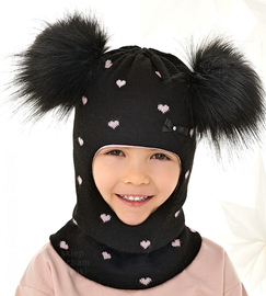 Kominiarka zimowa z dwoma pomponami dla dziewczynki, Gizelda, 49-53 cm