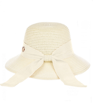 Kapelusz damski na lato, ze średnim rondem, kremowy, 55-57 cm