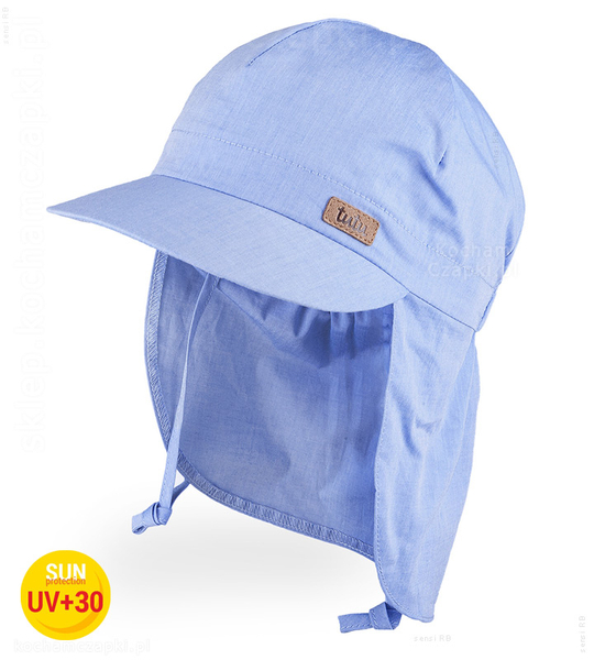  Czapka safari, wiązana, dla chłopca, filtr UV +30, niebieska, Nikita, 49-52 cm