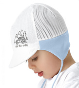 Czapka na lato dla niemowlaka, muślinowa z siateczką i daszkiem, Ryoko, 43-45 cm