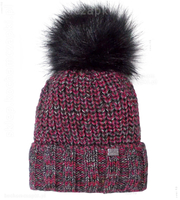 Piękna damska czapka zimowa, Soffia, róż ciemny melanż, 55-57 cm