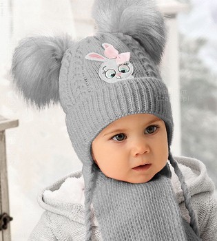 Ciepły komplet zimowy, czapka i szalik Abileta, rozm. 40-44 cm
