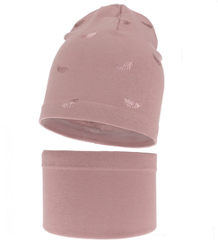 Komplet wiosenny/jesienny, dla dziewczynki, czapka i komin, Raflona, wrzosowy, 48-50 cm