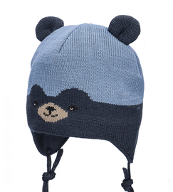 Czapka merino zimowa, niemowlęca dla chłopczyka, Isjomina, niebieska, 38-42 cm