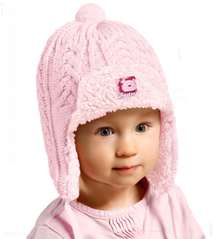 Czapka Pentliczek usztaka z futerkiem  rozm. 42-45 cm