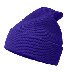 Czapka merino, 2w1, podwójna, Farado, niebiesko-filetowa, 54-57 cm