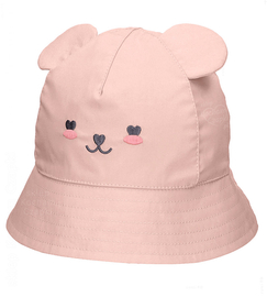 Dziewczęcy kapelusz na lato z uszkami – 100% bawełna, filtr UV+30, Impuku,  pudrowy róż, 48-50 cm