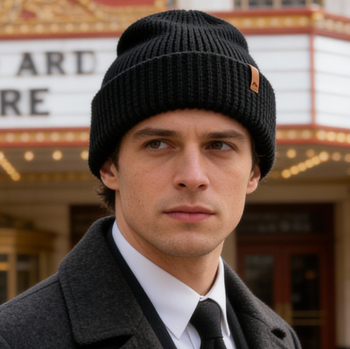 Czapka zimowa męska, 100% wełna merino, Harold, czarna, 56-57