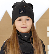 Czapka i chustka, wiosenna/jesienna, komplet dla dziewczynki, czarny, Faiga, 52-54 cm