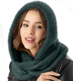 Komin z kapturem damski, kominiarka, Onaasi, zielony, 55-62 cm