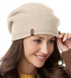 Czapka wełniana damska, zimowa/jesienna, Gabbela, beżowy jasny melanż, 56-60 cm
