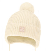 Czapka zimowa dla dziewczynki, 100% wełniana merino, podszewka merino, Vahana, kremowa, 40-42 cm