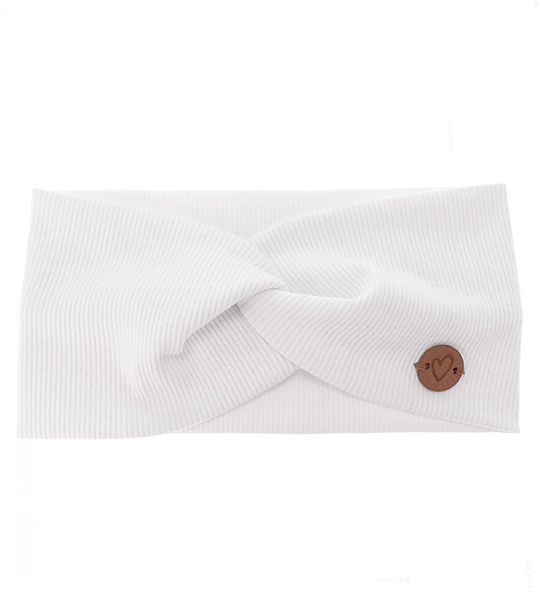 Opaska na głowę dla dziewczynki, bawełniana, Jaskana, biały, 48-50 cm
