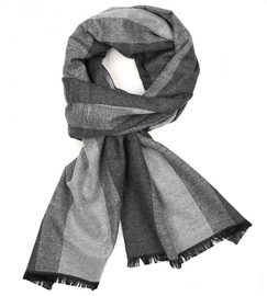 Elegancki szalik męski, szal w pasy, szary