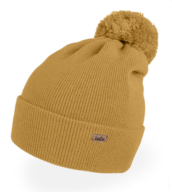 Czapka merino z pomponem, Mjaia, musztardowa, 48-54 cm