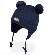 Czapka zimowa z wełny merino, dla chłopca,  Emilo, granatowa, 42-46 cm