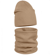 Czapka i komin damski, komplet jesienny/wiosenny, Trinida, prążek, karmelowy, 55-57 cm