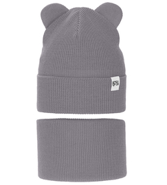 Komplet wiosenny/jesienny dla dziewczynki, czapka i komin, szary, Jakra, 50-54 cm