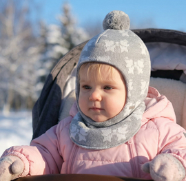 Kominiarkana zimę dla dziewczynki, z wełny 100% merino,  Povenir, jasna szara, 44-47 cm