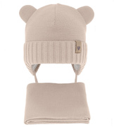 Czapka zimowa i szalik dla dziewczynki, Eliea, beżowy, 46-48 cm