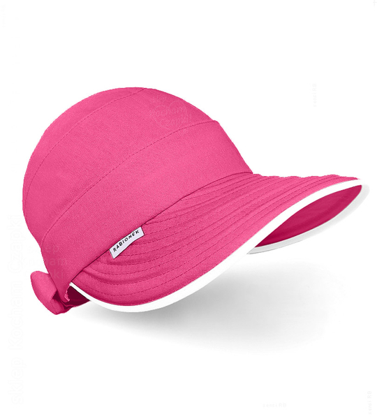 Damska czapka z daszkiem z lnu, kapelusz na lato, Inezz, amarantowa, 55-58 cm