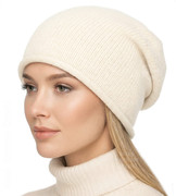 Czapka damska z wełny merino i kaszmiru, jesienna/zimowa, Cetina, śmietanka, 56-60 cm