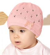 Czapka niemowlęca dla dziewczynki, brzoskwiniowy,  Malena,  36-40 cm