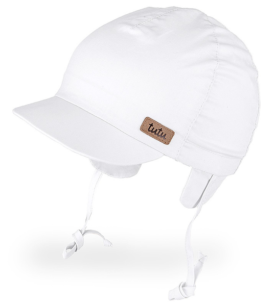 Czapka z daszkiem dla chłopca, filtr UV, biała, Lutek,  rozm. 44-46 cm