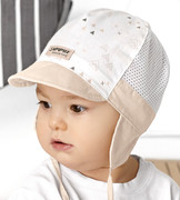 Czapka z daszkiem dla chłopca, z siateczką, wiązana, Vlendo, biały + jasny beż, 48-50 cm