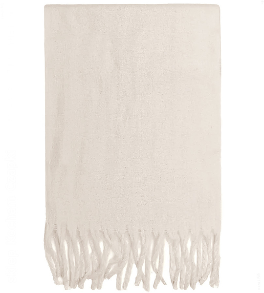 Szalik zimowy damski, gruby długi szal 200 cm, 2503, jasny beż