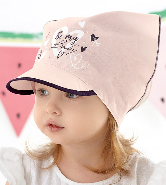 Chustka z daszkiem dla dziewczynki, różowa, Be My Baby, 50-52 cm