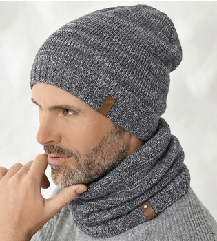 Męski komplet: czapka i komin, na jesień, zimę, Marcus, rozm. 57-60 cm 