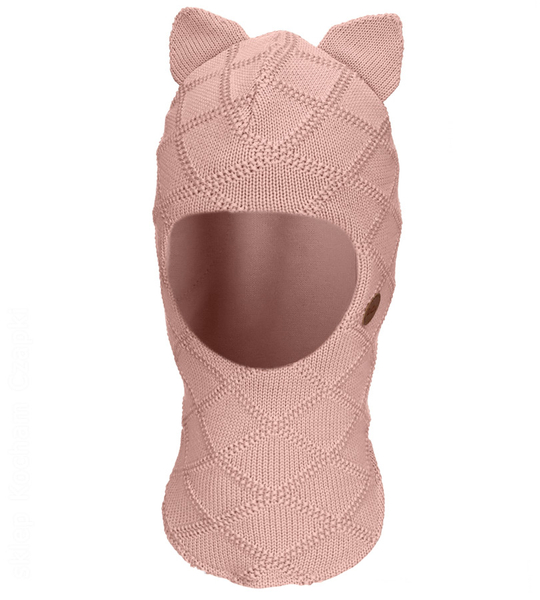 Kominiarka dla dziewczynki, wełna merino 100%, Deneria, brudny róż, 46-49 cm