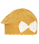 Beret dla dziewczynki wiosenny, musztardowy, Crinpessa, rozm. 50-54 cm