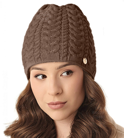 Czapka zimowa, damska, Wennis, brązowy, 55-57 cm