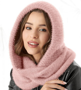 Komin z kapturem damski, kominiarka damska, Onaasi, róż pudrowy (P), 55-62 cm