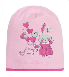 Czapka wiosenna/jesienna, dla dziewczynki, z króliczkiem, róż jasny, Katai, 44-46 cm