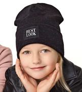 Czapka  dla dziewczynki wiosenna/jesienna, czarna, Fesilia,  46-50