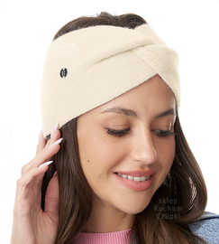 Opaska damska, zimowa, angora, Sioma, kremowa, 54-58 cm