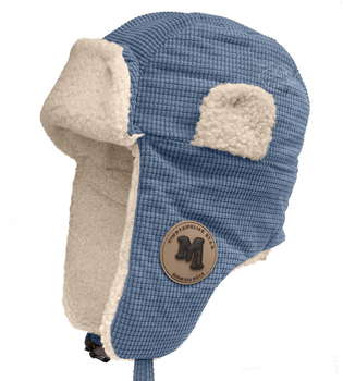 Czapka dla chłopca, uszatka, podszyta futerkiem, niebieska, 50-52 cm