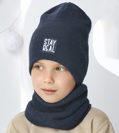 Komplet jesienno-zimowy dla chłopca, czapka i komin, Sedilo, 52-56