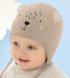 Czapka na wiosnę/jesień, dla chłopczyka, Jeżyk, beżowa, 36-38 cm