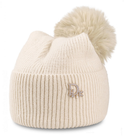 Czapka zimowa, damska, elegancka i ciepła, beżowa jasna, 56-60 cm