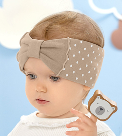 Opaska dla dziewczynki na głowę, bawełniana, Lauren beżowa, 46-50 cm