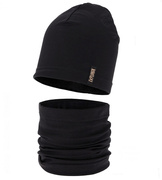 Czapka i komin dla chłopca, komplet wiosenny/jesienny, Boohart, czarny, 52-54 cm